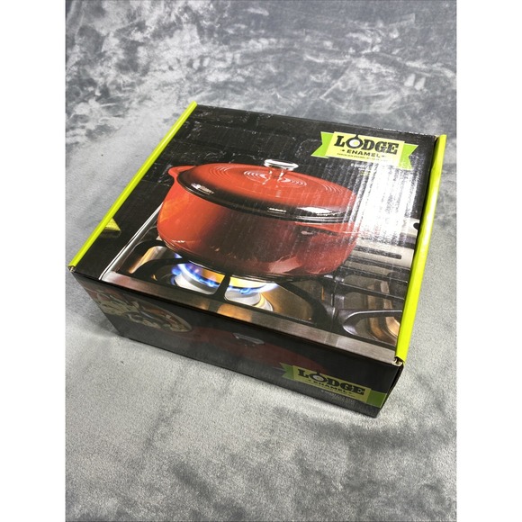Lodge Porcelain Enamel Cast Iron Dutch Oven Lid With Handles Red 6 Quarts NIB - Picture 4 of 7